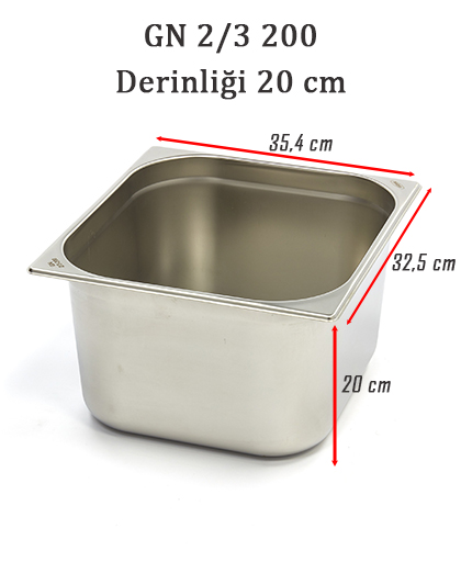 Standart Gastronom Küvet GN 2/3 200 (Derinlik 20 cm)