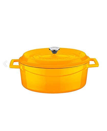 Lava Oval Tencere Döküm Demir Yekpare Kulplu Trendy Kapak Metal Tepe 21x25 cm.