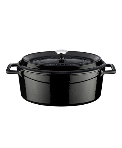 Lava Oval Tencere Döküm Demir Yekpare Kulplu Trendy Kapak Metal Tepe 21x27 cm.