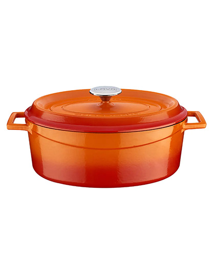 Lava Oval Tencere Döküm Demir Yekpare Kulplu Trendy Kapak Metal Tepe 23x29 cm.