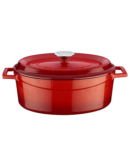 Lava Oval Tencere Döküm Demir Yekpare Kulplu Trendy Kapak Metal Tepe 25x31 cm.