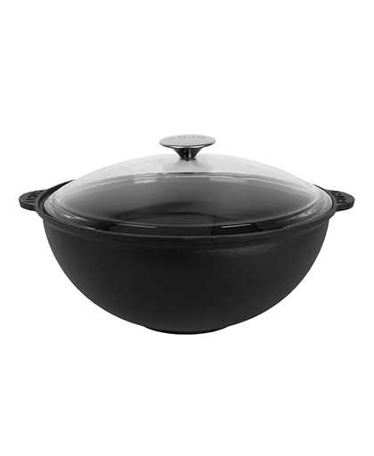 Lava Yuvarlak Özbek Kazanı Tencere Cam Kapak Metal Tepe Ø28 cm.