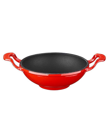 Lava Mini Wok Yuvarlak Döküm Demir Yekpare Kulplu Ø16 cm.