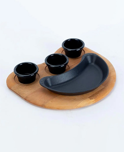 Böbrek Formlu Fajita Tabağı Kayın Servis Ahşabı 10x20 cm.