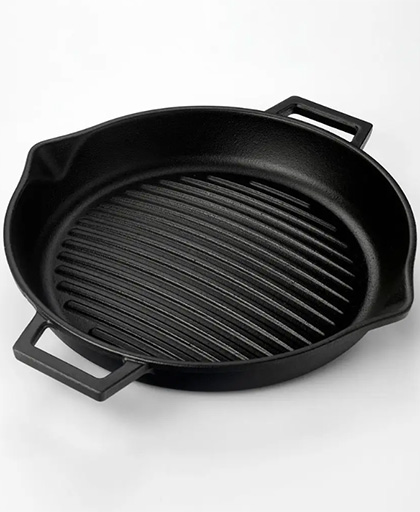 Yuvarlak Izgara Tava Çift Saplı Konkav Taban Ø30 cm.
