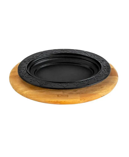 Oval Döner Kebap Tabağı, ahşap altlıklı 21x16cm.