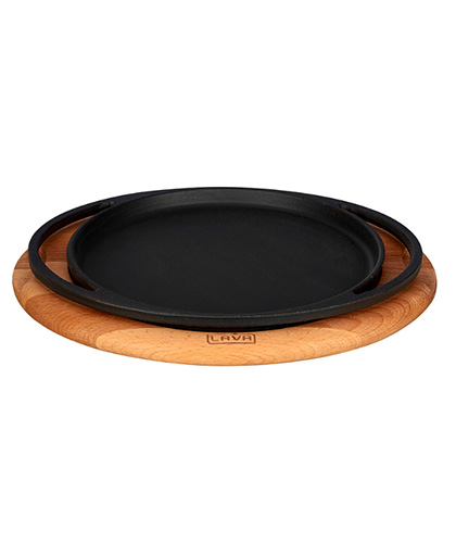 Yuvarlak Pizza Krep Pankek Tavası Kayın Servis Ahşabı Çift Kulplu Ø20 cm.