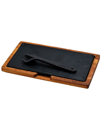 Ahşap ve Döküm Demir Hot Plate Servis Tahtası 16x30cm.