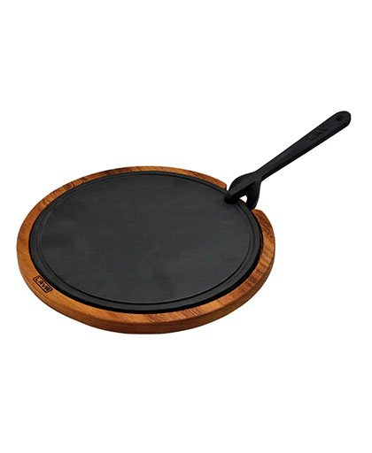 Ahşap ve Döküm Demir Hot Plate Servis Tahtası Ø26cm.