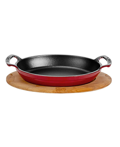 Oval Sahan Kayın Servis Ahşabı Çift Kulplu Renkli 19x14 cm.