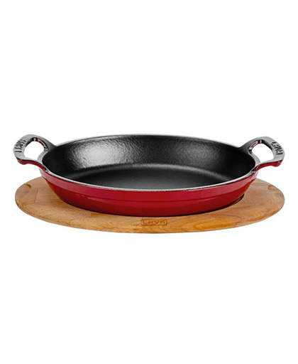 Oval Sahan Kayın Servis Ahşabı Çift Kulplu Renkli 23x17 cm.