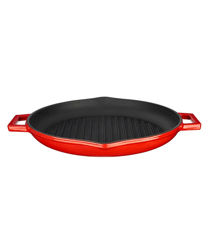 Yuvarlak Izgara Tava Çift Saplı Renkli Ø30 cm.