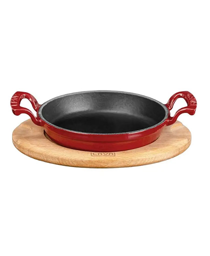 Yuvarlak Sahan Kayın Servis Ahşabı  Çift Kulplu Renkli Ø16 cm.